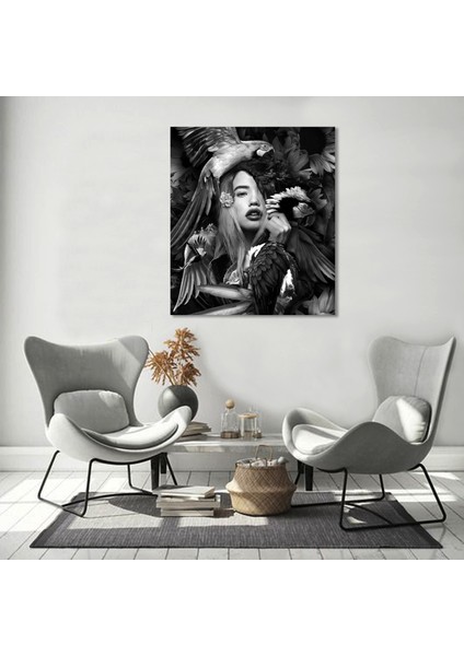 Bordosanat 80 x 100 cm Kadın ve Kuşlar Dekoratif Duvar Kanvas Tablo