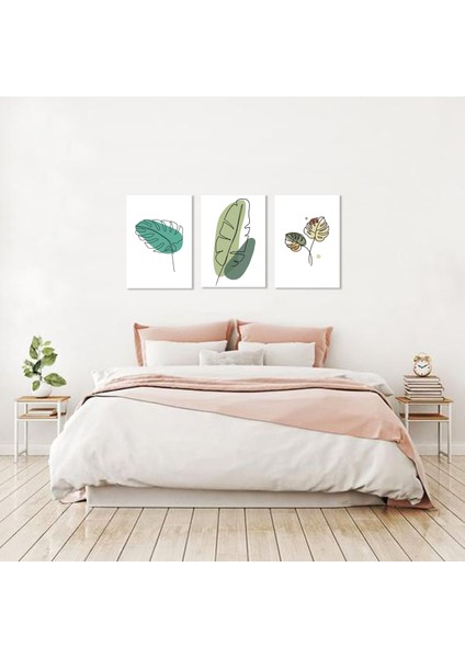 Bordosanat 35 x 50 cm 3'lü Çiçek Set Dekoratif Duvar Kanvas Tablo