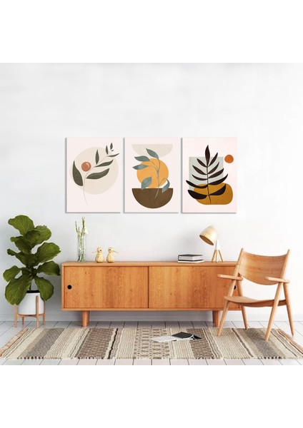 Bordosanat 40 x 55 cm 3'lü Bitki Set Dekoratif Duvar Kanvas Tablo