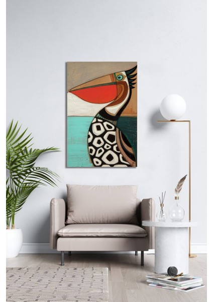 Bordosanat 80 x 120 cm Pelikan Dekoratif Duvar Kanvas Tablo