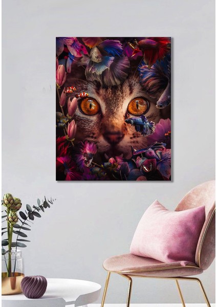 Bordosanat 70 x 85 cm Kedi Dekoratif Duvar Kanvas Tablo