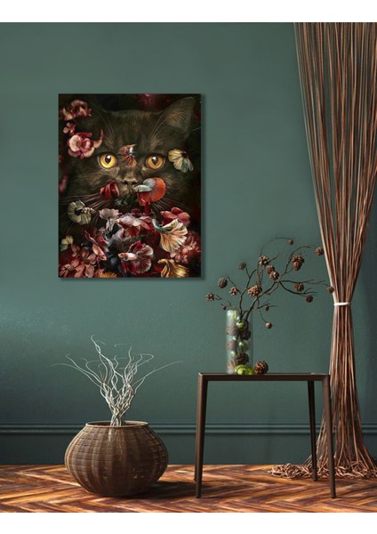 Bordosanat 80 x 115 cm Kedi Dekoratif Duvar Kanvas Tablo