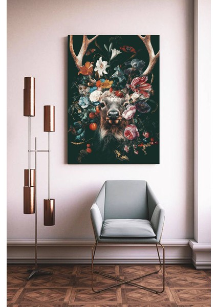 Bordosanat 80 x 120 cm Geyik Dekoratif Duvar Kanvas Tablo