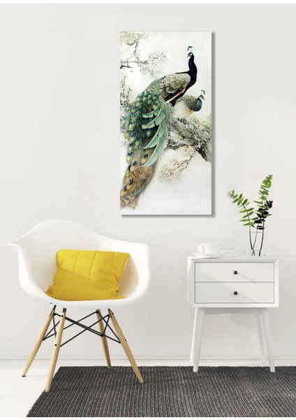 Bordosanat 60 x 120CM Tavus Kuşu Dekoratif Duvar Kanvas Tablo