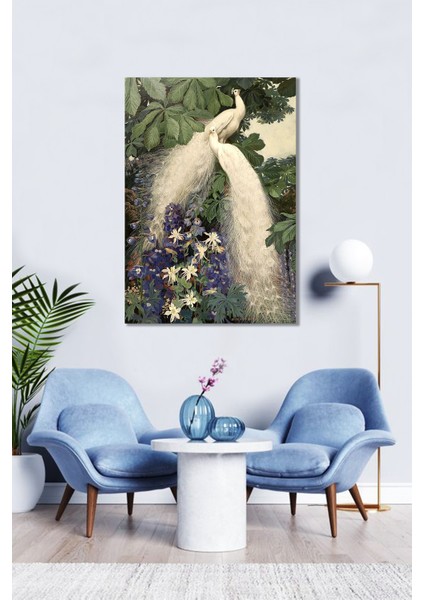 Bordosanat 50 X70 cm Tavus Kuşu Dekoratif Duvar Kanvas Tablo