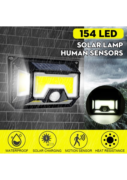 154 LED Solar Lamba Hareket Sensörü Bahçe/ Koridor/ Garaj İçin Lamba (Yurt Dışından)