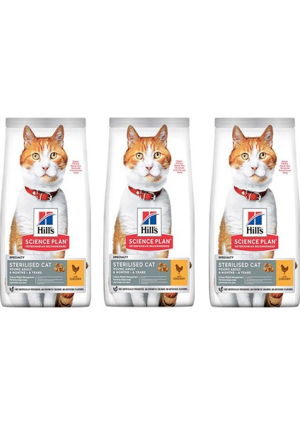 Sterilised Kısırlaştırılmış Tavuklu Kedi Maması 1,5 kg 3 Adet