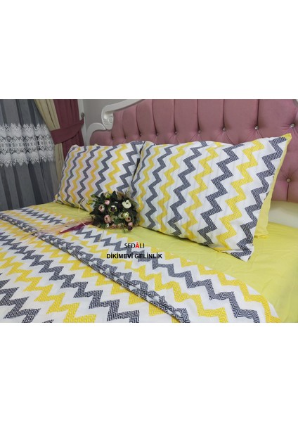 Sedalı Home Pamuklu Tek Kişilik Zigzag Desenli Nevresim Takımı