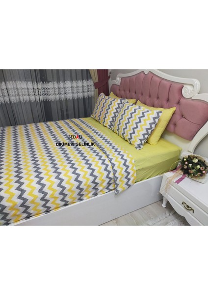 Sedalı Home Pamuklu Tek Kişilik Zigzag Desenli Nevresim Takımı