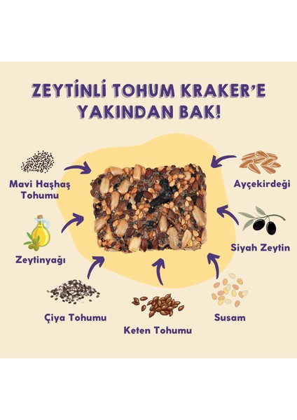 Büyük Boy  Zeytinli Tohum Kraker Glutensız 100 gr