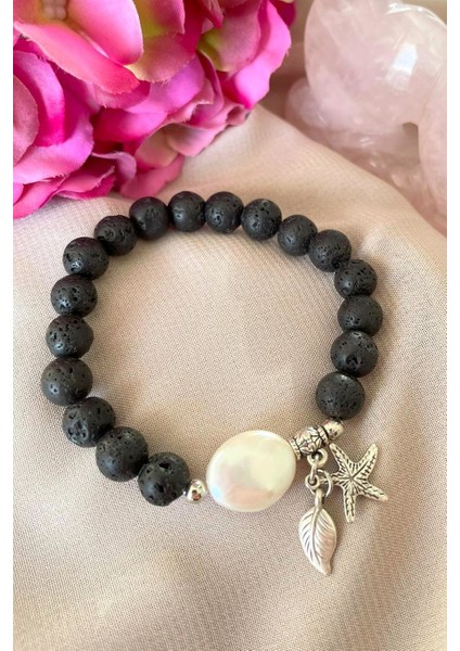 Doğal Barok Inci ve Lav Taşı Bayan Bileklik fiyatları