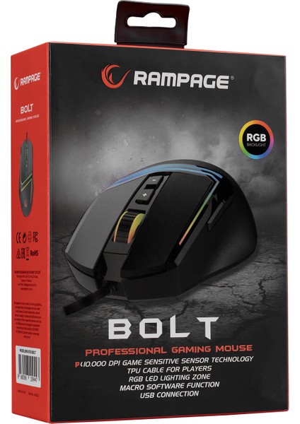 SMX-R76 Bolt USB Siyah Rgb Ledli 10000 Dpi Gaming Oyuncu Mouse