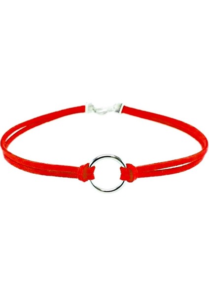 Kadın Süet Round Choker Kırmızı Renk