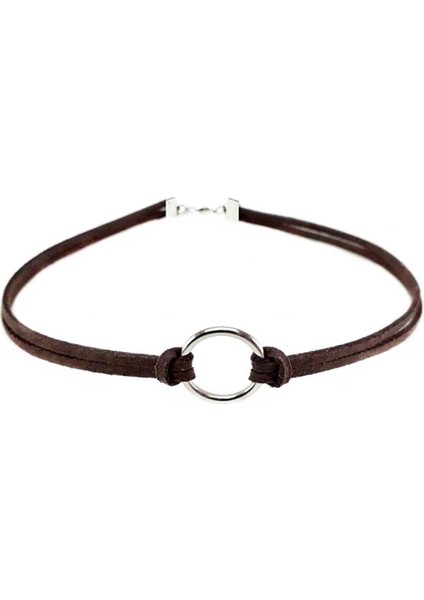 Kadın Süet Round Choker Kahve Renk