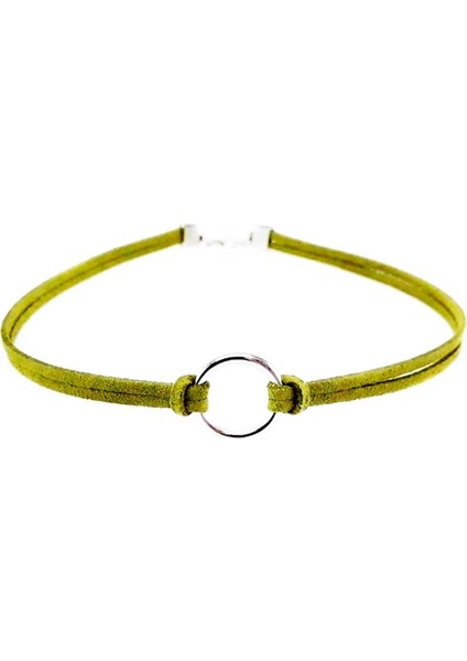 Kadın Süet Round Choker Yeşil Renk