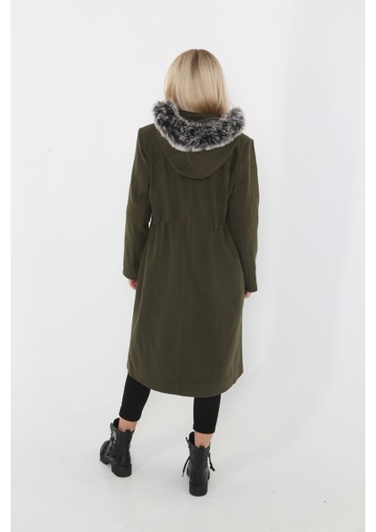 Kadın Kaşmir Kaşe Kapşonlu Kürklü Kaban Mont fırsatları