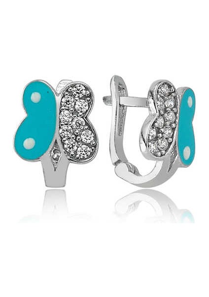 Gümüş Mavi Kelebek Çocuk Küpesi fiyatları