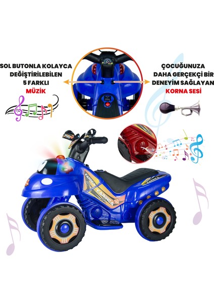 Akülü Atv 6 V Karınca 2020 Müzikli Işıklı Mavi modelleri