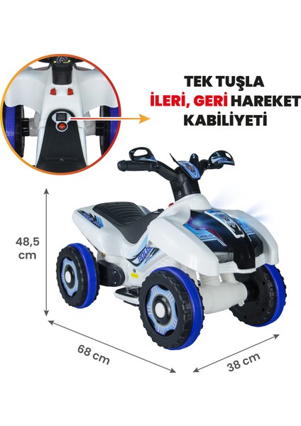 UJ Toys Akülü Atv 6V Ranger-Beyaz Polis