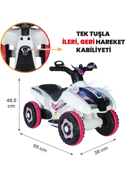 UJ Toys Akülü Atv 6V Ranger-Beyaz Prenses