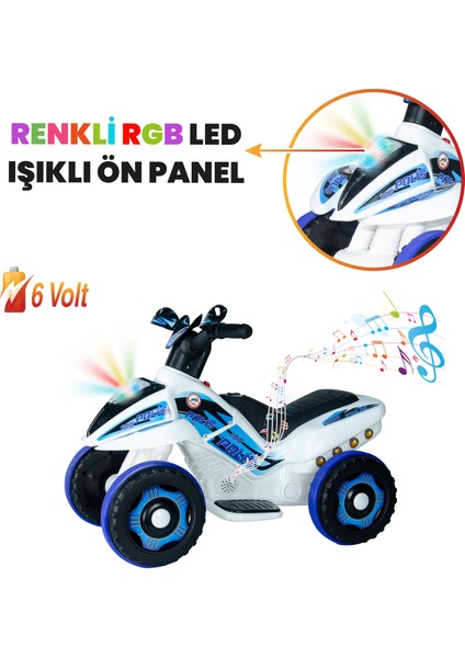 Akülü Atv 6V Safari-Beyaz Polis