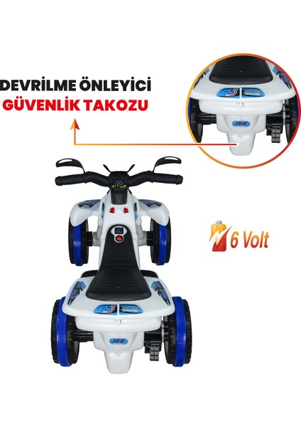 Akülü Atv 6V Safari-Beyaz Polis
