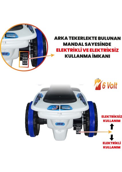 Akülü Atv 6V Safari-Beyaz Polis