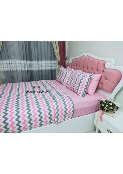Pamuklu Çift Kişilik Zigzag Desenli Nevresim Takımı fiyatları