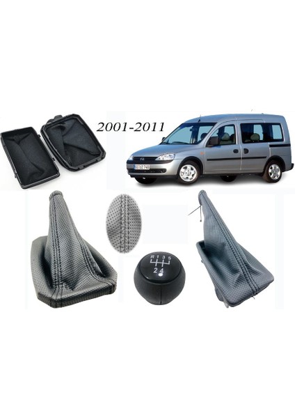 Opel Combo C Vites Körüğü + El Freni Körüğü + Vites Topuzu Delikli Deri Sarı Dikiş