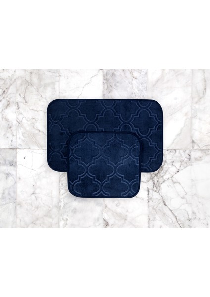 Alsatia 2'li Banyo Paspası - Indigo - 50 x 80 + 45 x 50 cm