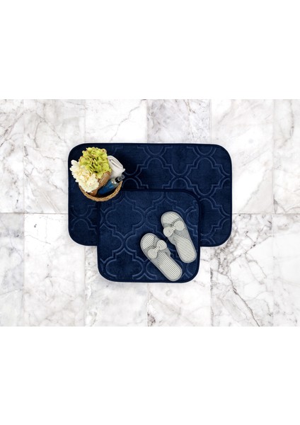 Alsatia 2'li Banyo Paspası - Indigo - 50 x 80 + 45 x 50 cm