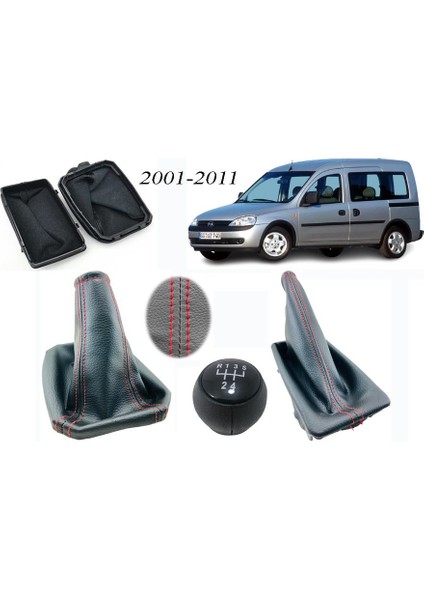 Opel Combo C Vites Körüğü + El Freni Körüğü + Vites Topuzu Kırmızı Dikiş