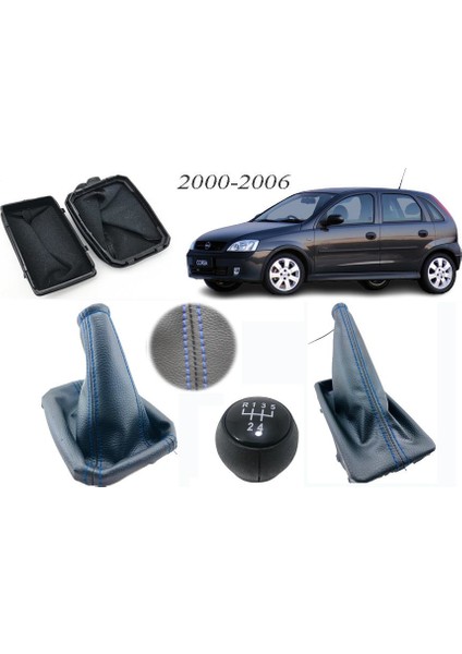 Opel Corsa C Vites Körüğü + El Freni Körüğü + Vites Topuzu Mavi Dikiş