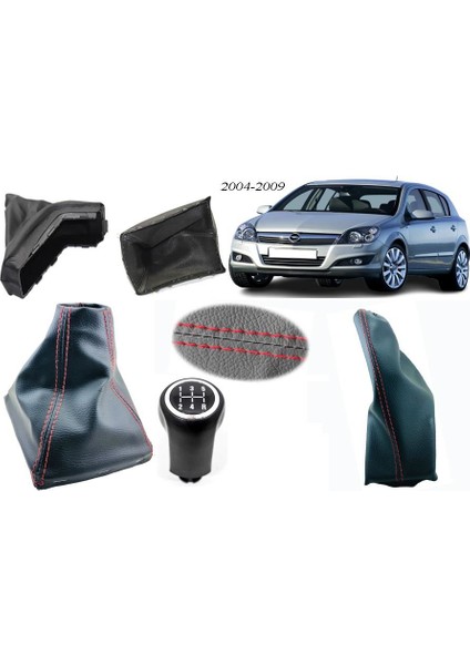 Opel Astra H Vites Körüğü + El Freni Körüğü + Vites Topuzu 5 Ileri Kırmızı Dikiş
