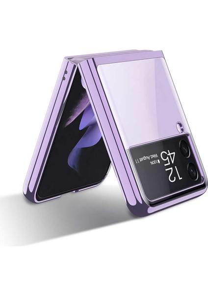 Samsung Galaxy Z Flip 3 Kılıf Ince Metal Frame Lüx 360° Derece Esnek Kapak