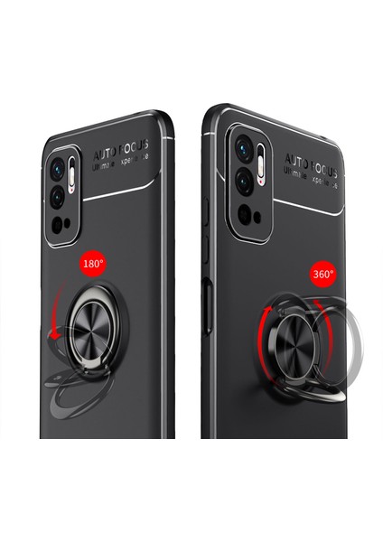 Xiaomi Redmi Note 10T 5g Focus Serisi Yüzük Standlı Silikon Kılıf - Siyah fiyatları