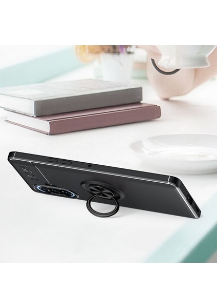 Xiaomi Redmi K40 Gaming Focus Serisi Yüzük Standlı Silikon Kılıf - Siyah indirimleri