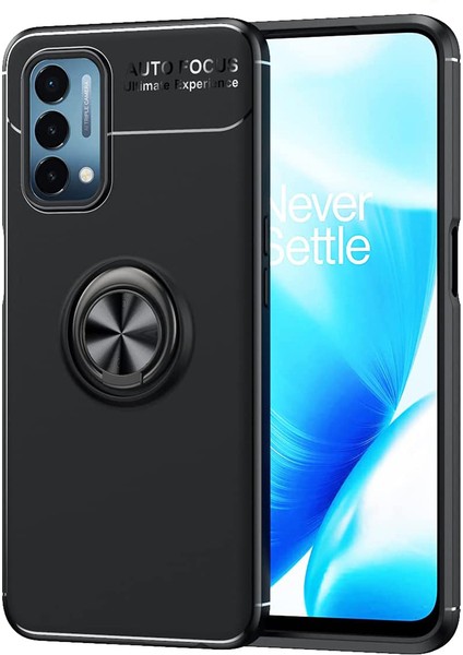 Oneplus Nord N200 5g Focus Serisi Yüzük Standlı Silikon Kılıf - Siyah