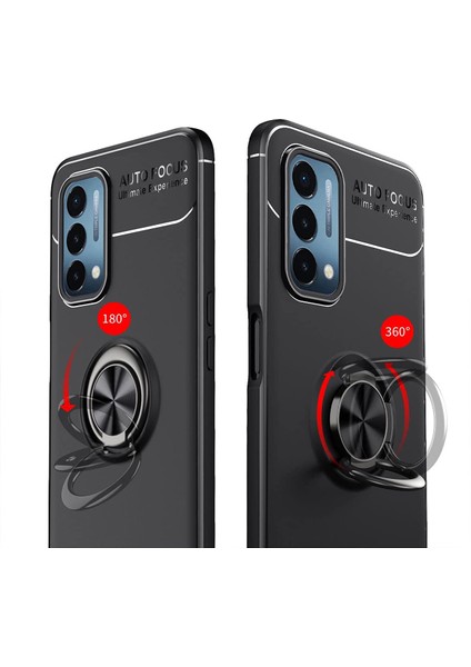 Oneplus Nord N200 5g Focus Serisi Yüzük Standlı Silikon Kılıf - Siyah fiyatları
