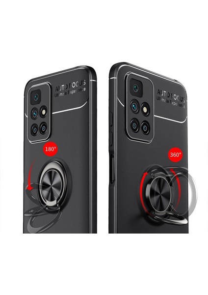 Xiaomi Redmi 10 Prime Focus Serisi Yüzük Standlı Silikon Kılıf - Siyah fiyatları