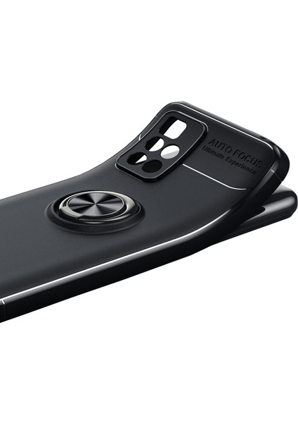 Xiaomi Redmi 10 Prime Focus Serisi Yüzük Standlı Silikon Kılıf - Siyah modelleri