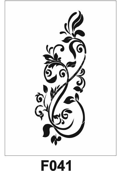 Çiçek Desen Stencil Şablon 15 x 30 cm F-041