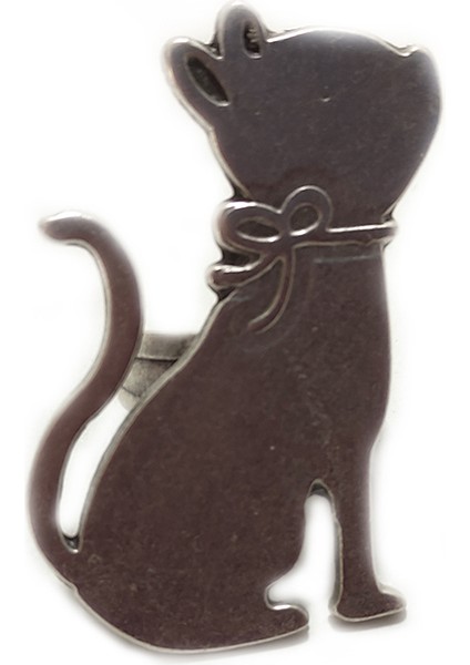 Kedi Gümüş Kaplama Ayarlanabilir Yüzük