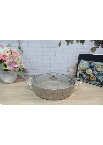 3316 Indüksiyonlu Granit Karnıyarık Tencere 24 x 7.5 cm Kumbeji
