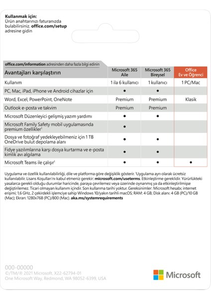 Office Ev ve Öğrenci 2021 - Elektronik Lisans