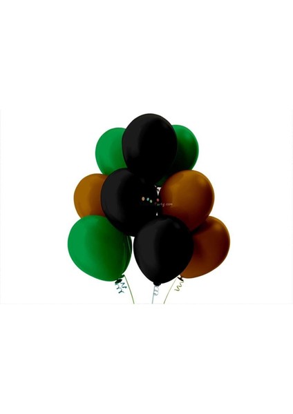 Açık Yeşil-Kahverengi-Siyah Pastel Soft Balon 50 Adet + 5 Metre Balon Zinciri