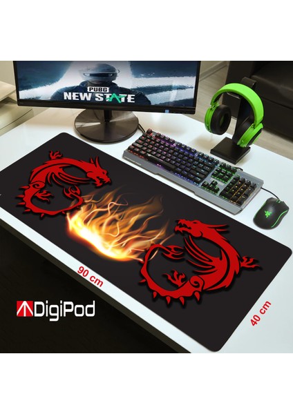 Gaming Oyuncu Mousepad 90X40 XXL Kaymaz Taban DOUBLE DRAGON 4mm Kalınlık