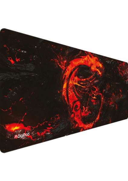 Gaming Oyuncu Mousepad 90X40 XXL Kaymaz Taban KIZIL EJDERHA 4mm Kalınlık