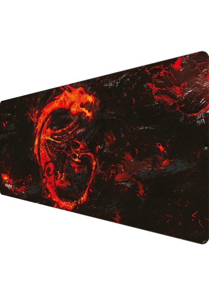 Gaming Oyuncu Mousepad 90X40 XXL Kaymaz Taban KIZIL EJDERHA 4mm Kalınlık