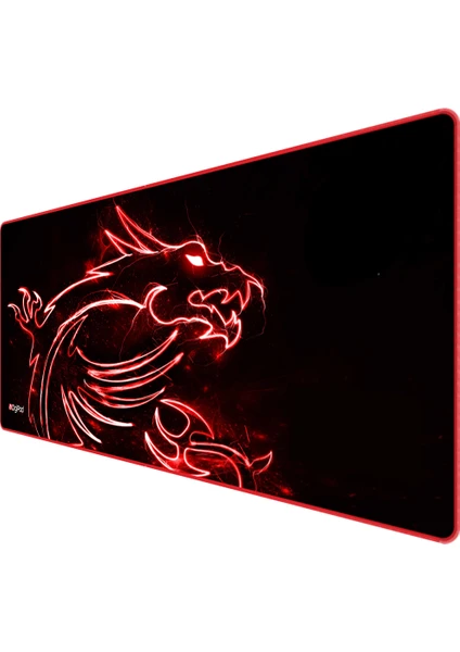 Gaming Oyuncu Mousepad  90X40 XXL  Kaymaz Taban  4mm  Kalınlık KIZIL EJDERHA